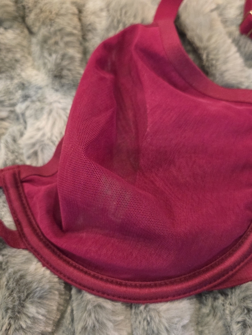 AUDEN  Mesh Underwire Bra in Deep Berry - Picture 2 of 3